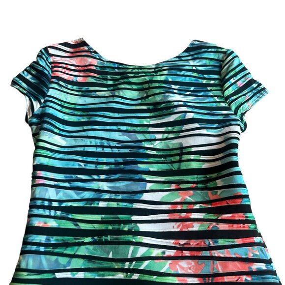 Joseph Ribkoff Bodycon Sheath Dress Short Sleeve Tropical Floral Stretch Size 8 - Picture 7 of 10